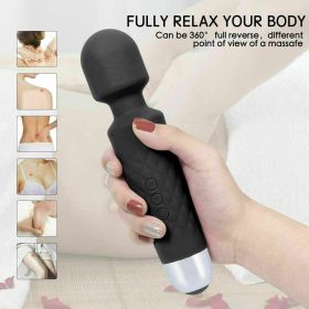 Cordless Handheld Powerful Vibrating Massager Wand Full Body Therapy Motor (Color: Black)
